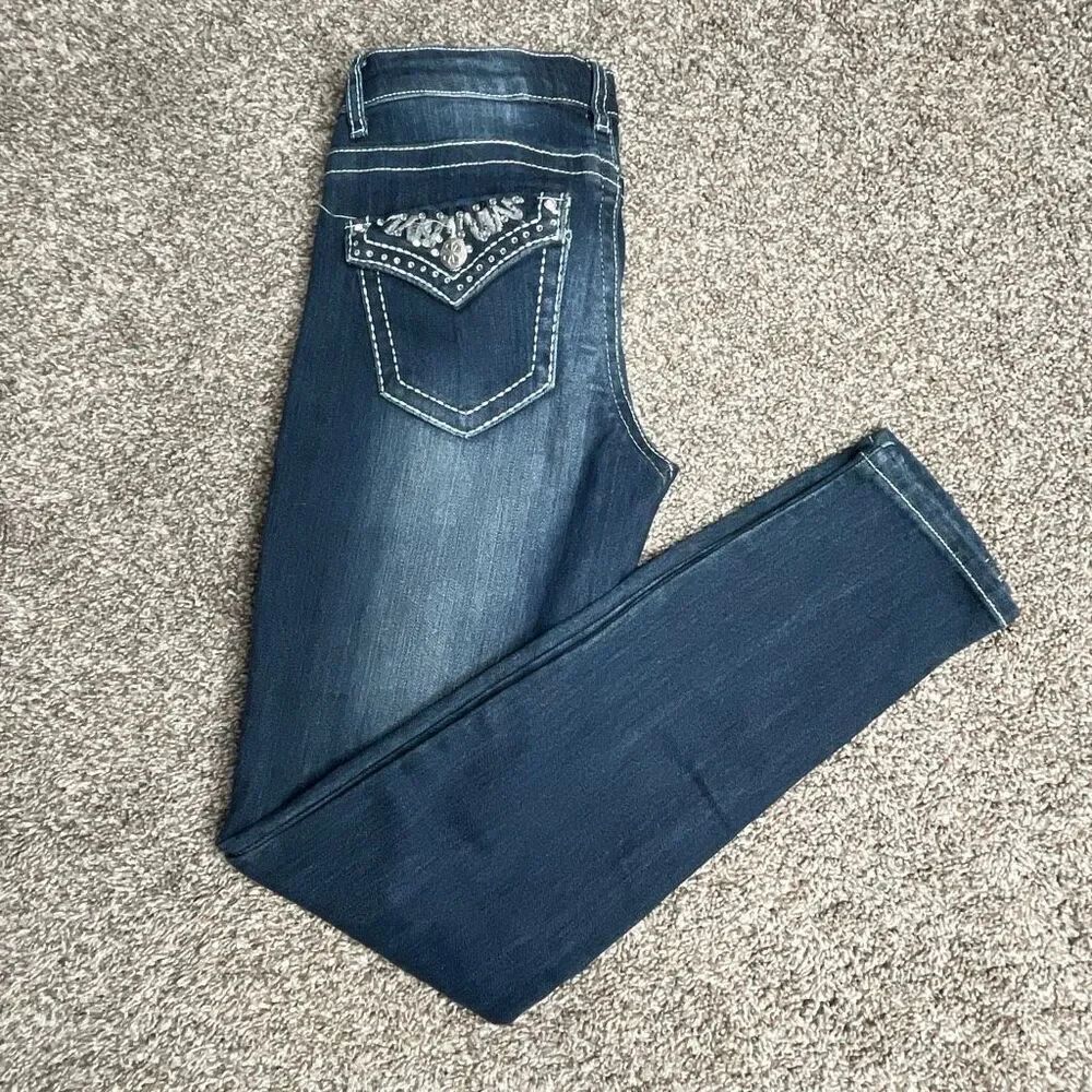 Vanilla Star sz 7 juniors skinny jeans dark wash